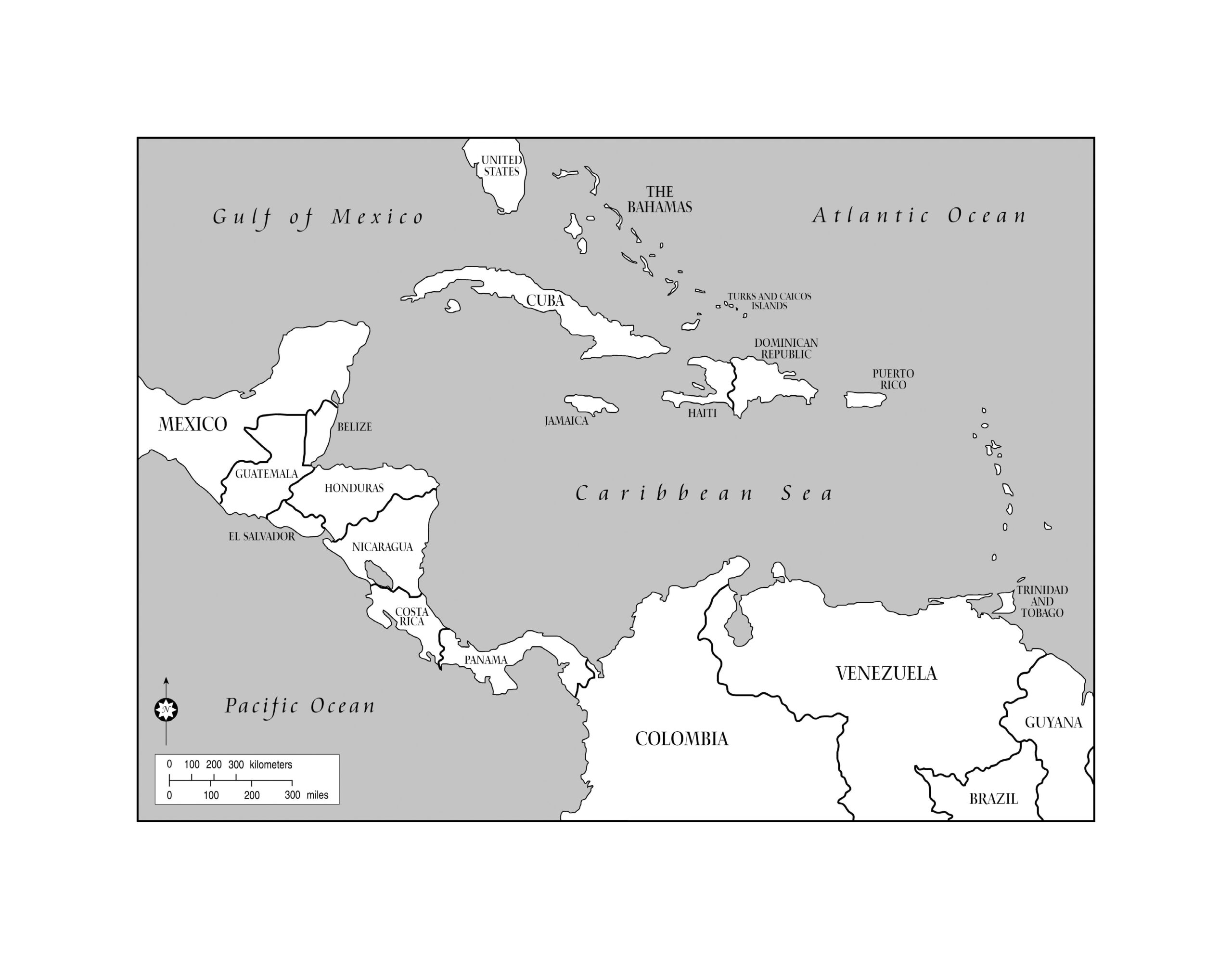 Map Of The Caribbean Printable