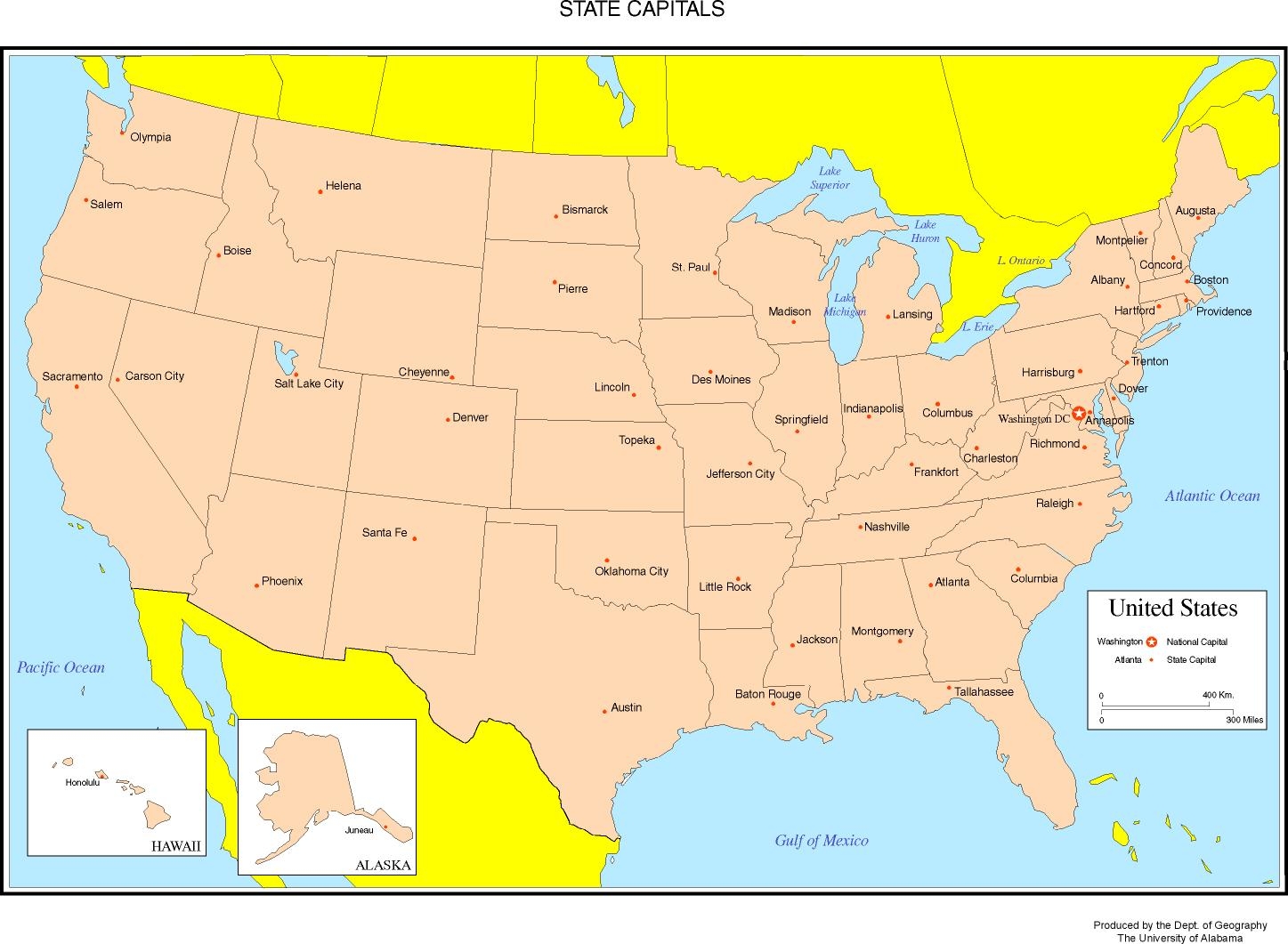 Labeled Us Map Printable