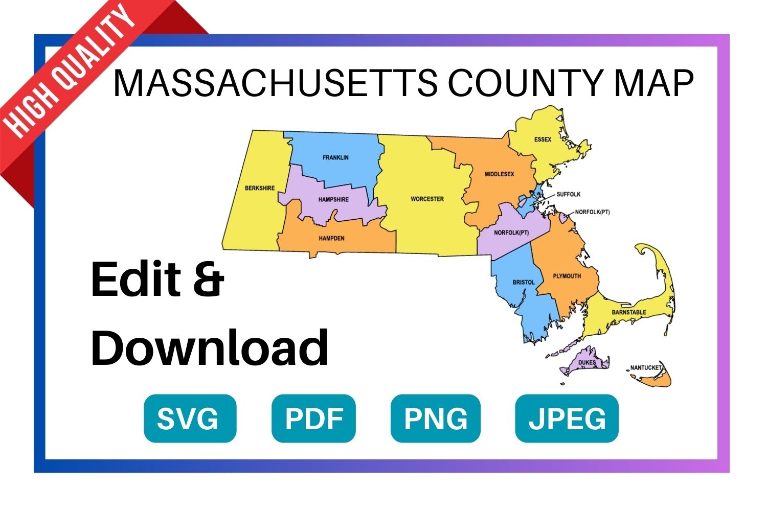Massachusetts County Map Editable U0026 Printable State County Maps