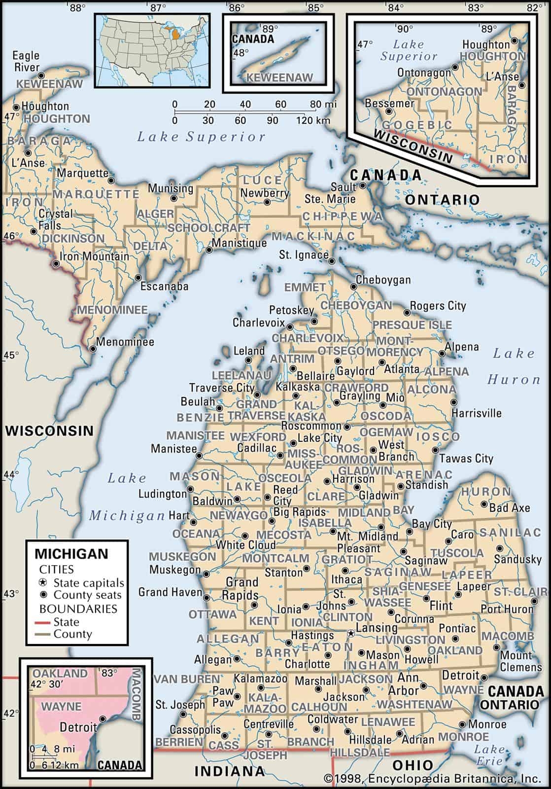 Map Of Michigan Printable