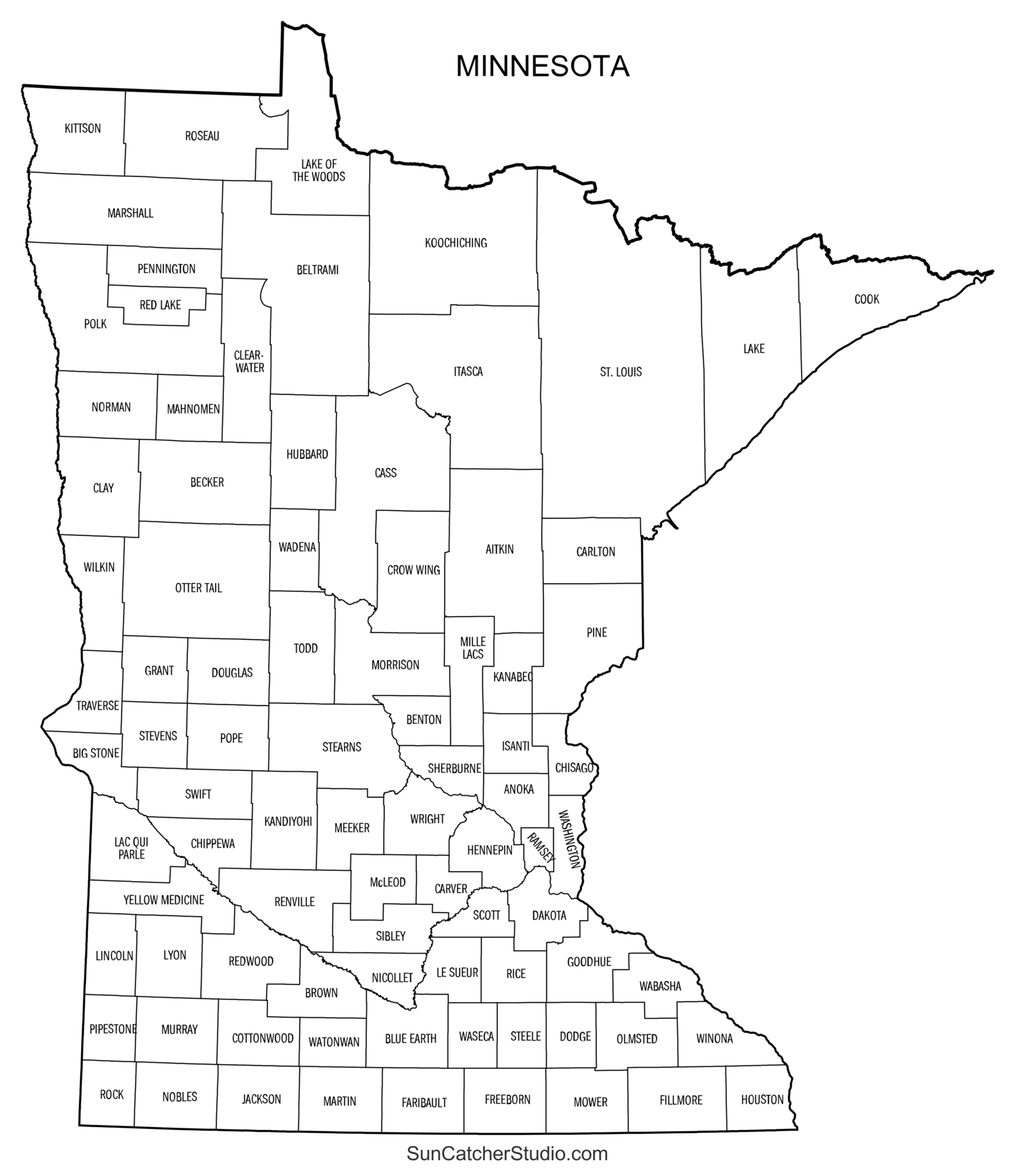 Minnesota County Map Printable State Map With County Lines Free Printables Monograms Design Tools Patterns U0026 DIY Projects