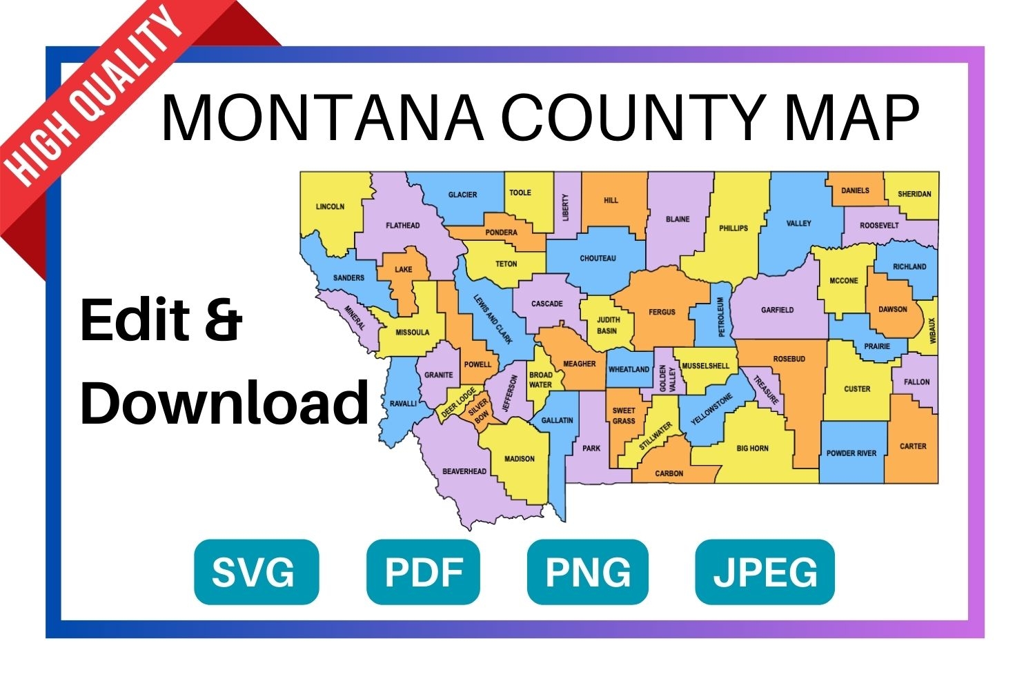 Montana County Map Printable