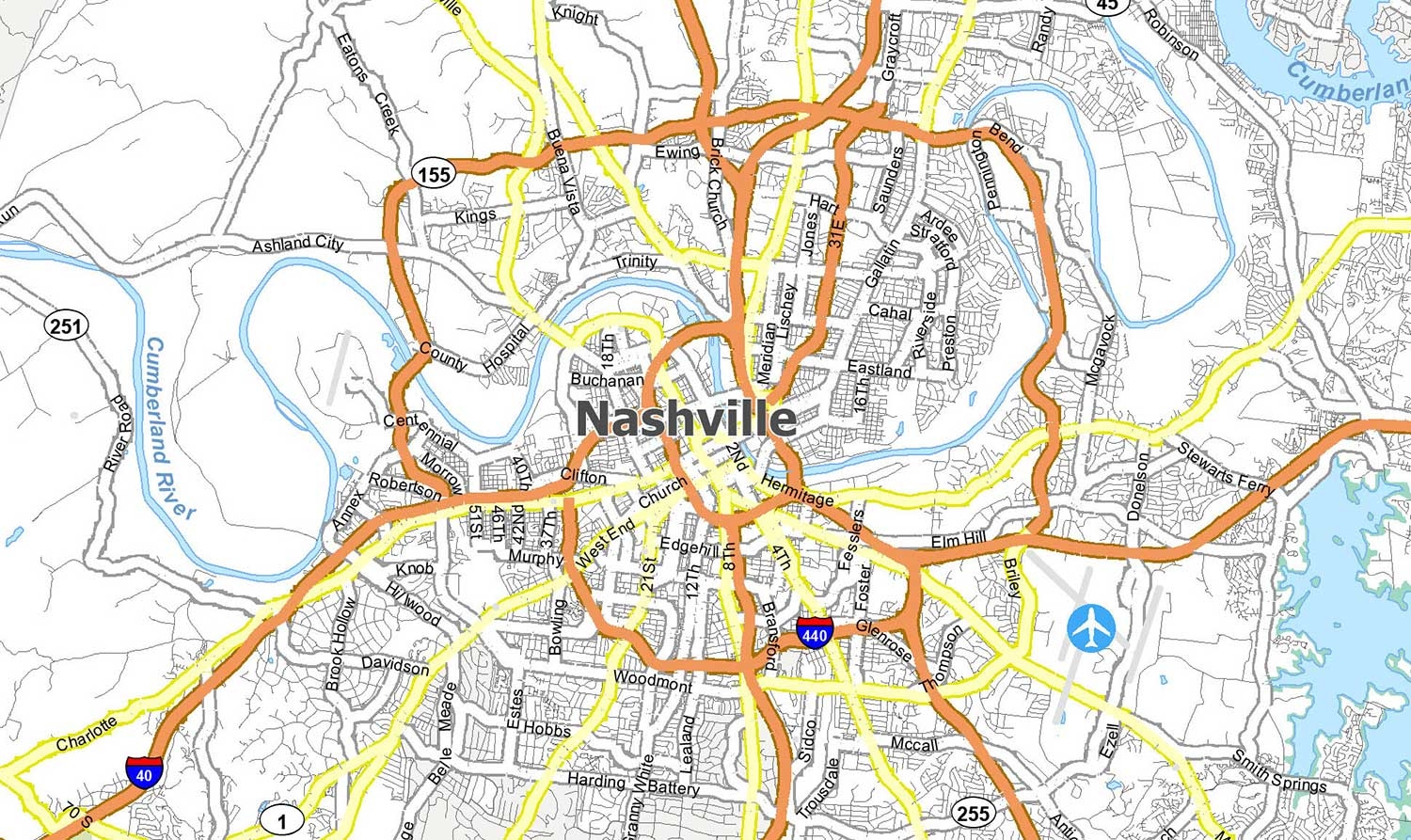 Nashville Map Tennessee GIS Geography