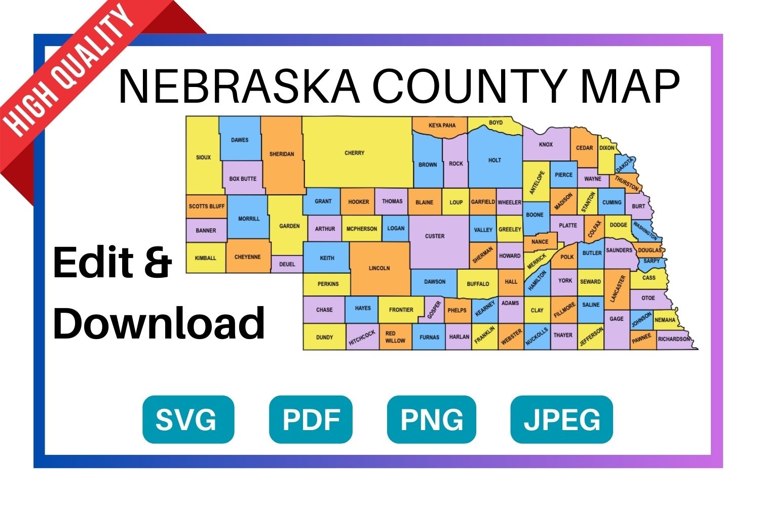 Nebraska County Map Printable