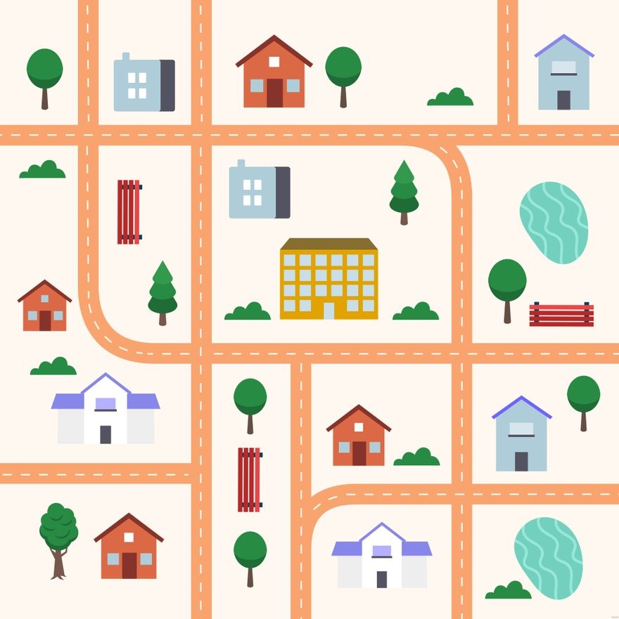 Neighborhood Map Illustration In Illustrator SVG JPG EPS PNG 