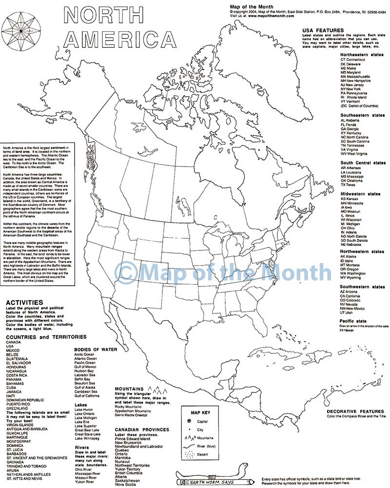 North America Printable Blank Map