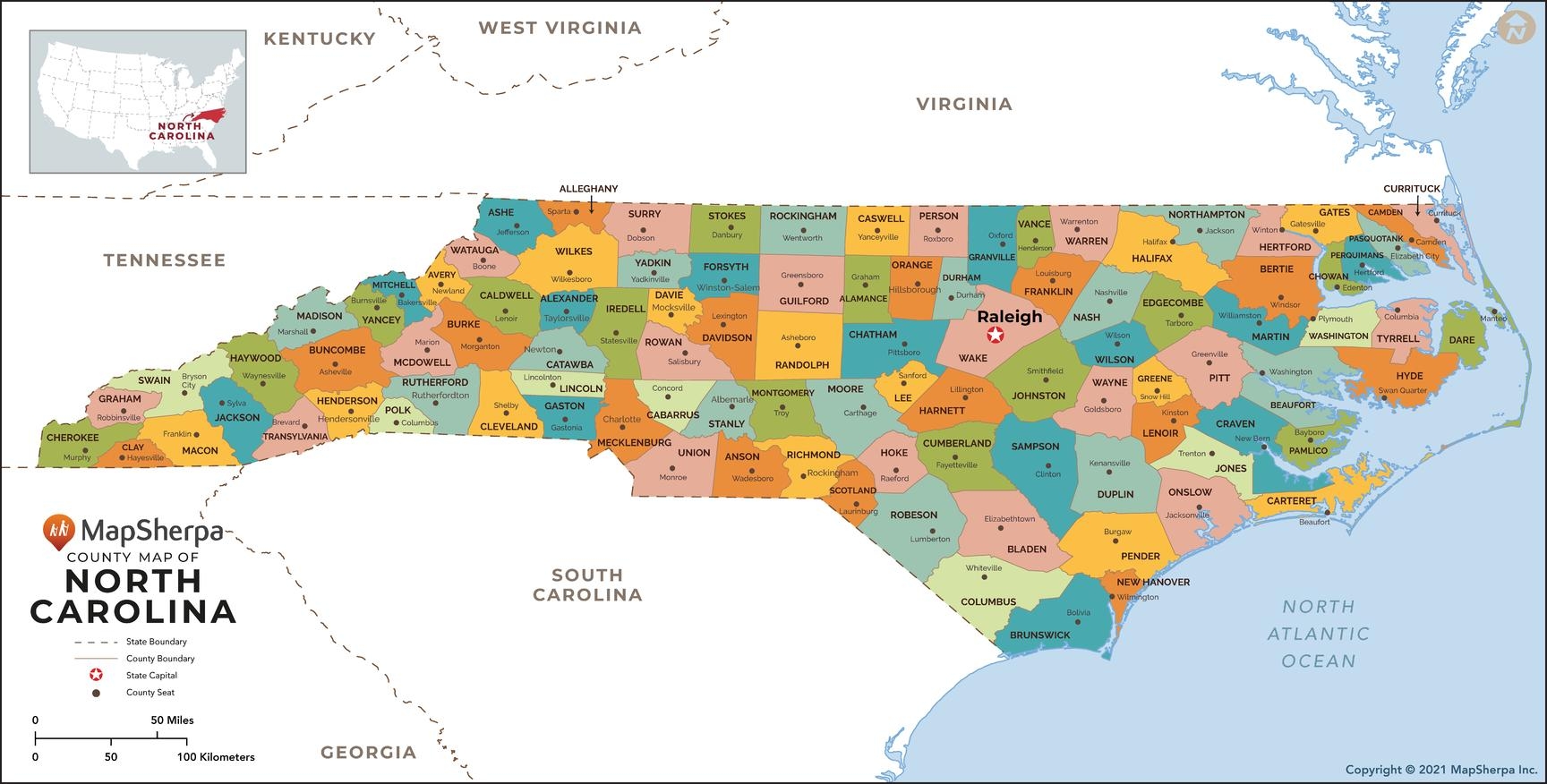 North Carolina Map Printable