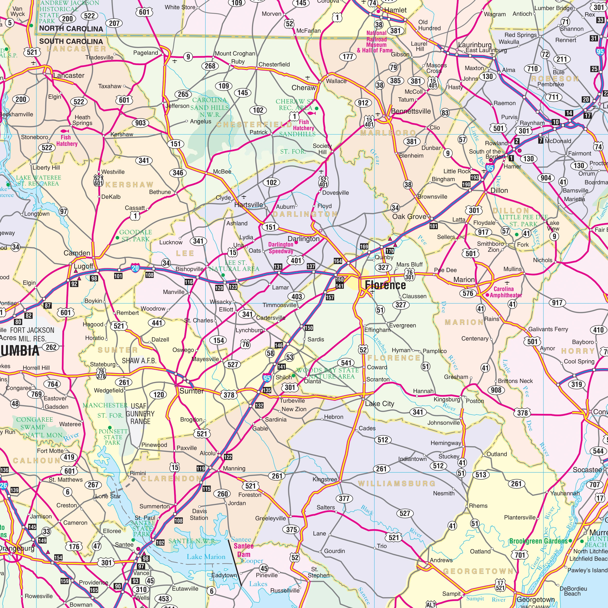 Printable Map North Carolina