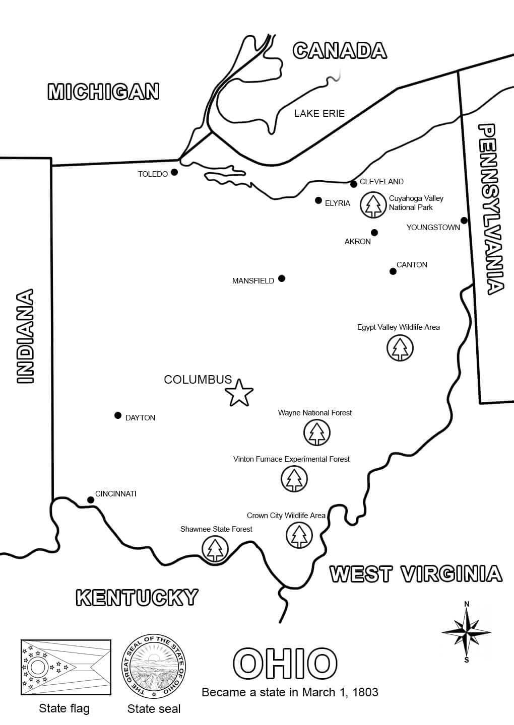 Ohio State Map Coloring Page Download Print Or Color Online For Free