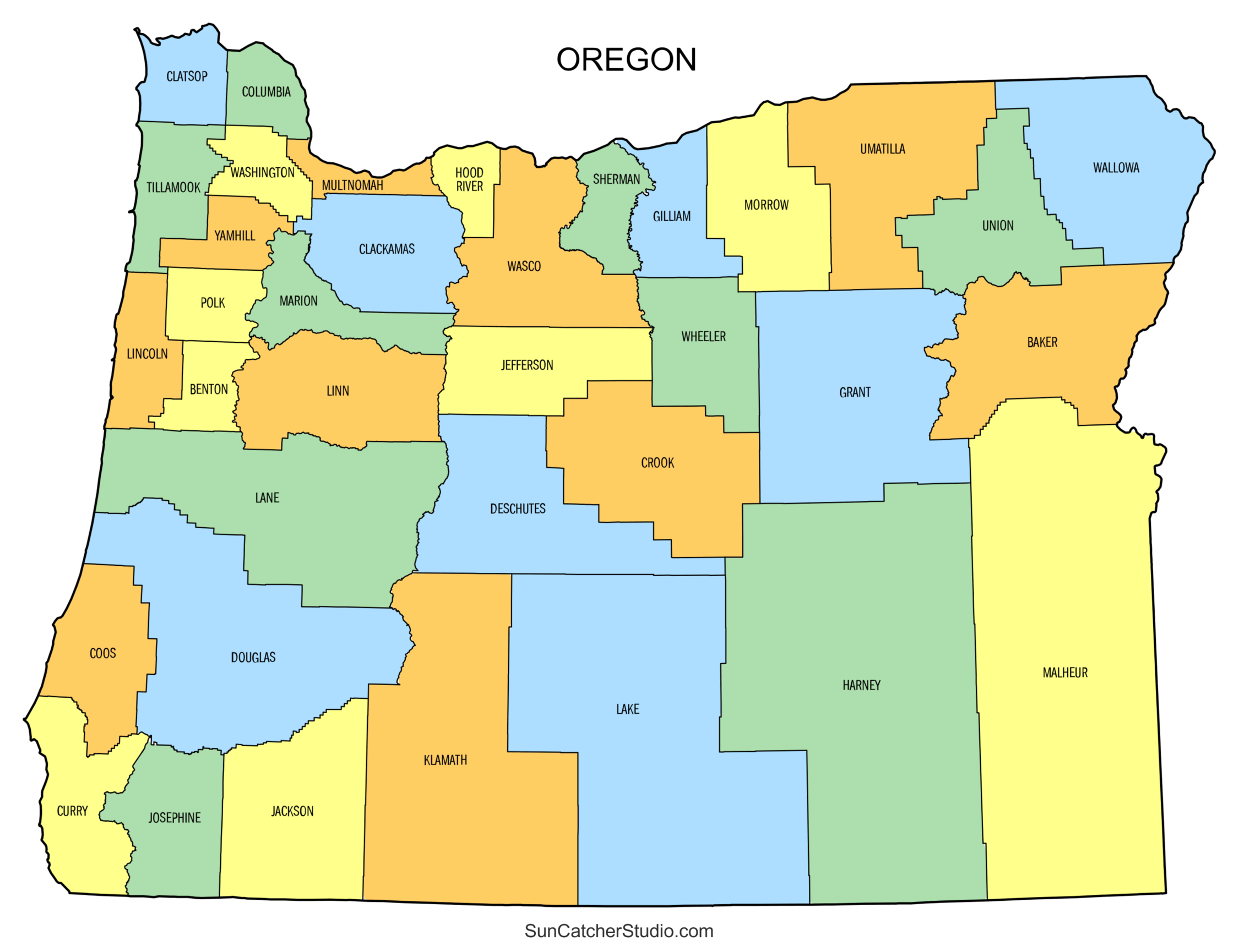 Oregon County Map Printable State Map With County Lines Free 