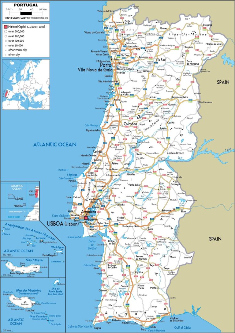 Portugal Cities Map Map Of Portugal Cities Southern Europe Europe 