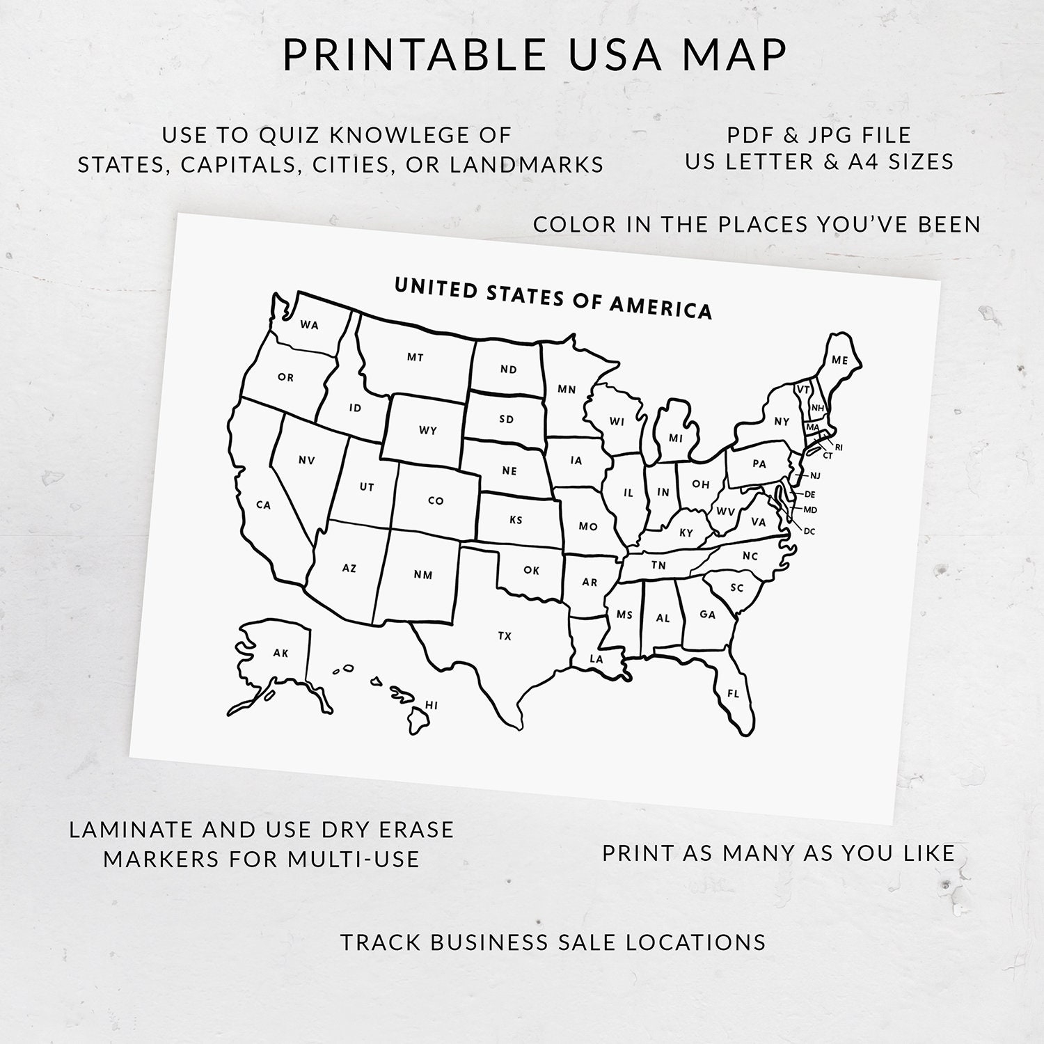 Full Page Printable Us Map