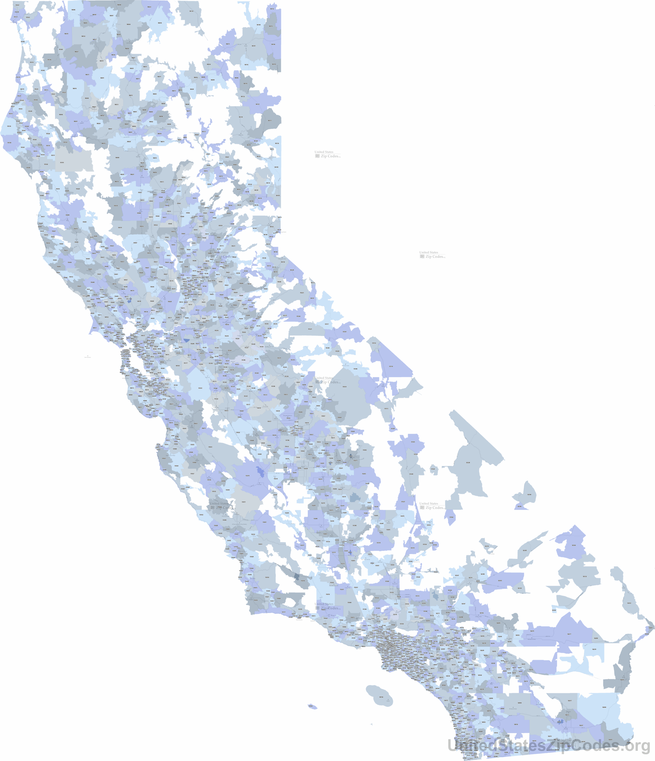 Printable California Zip Code Map