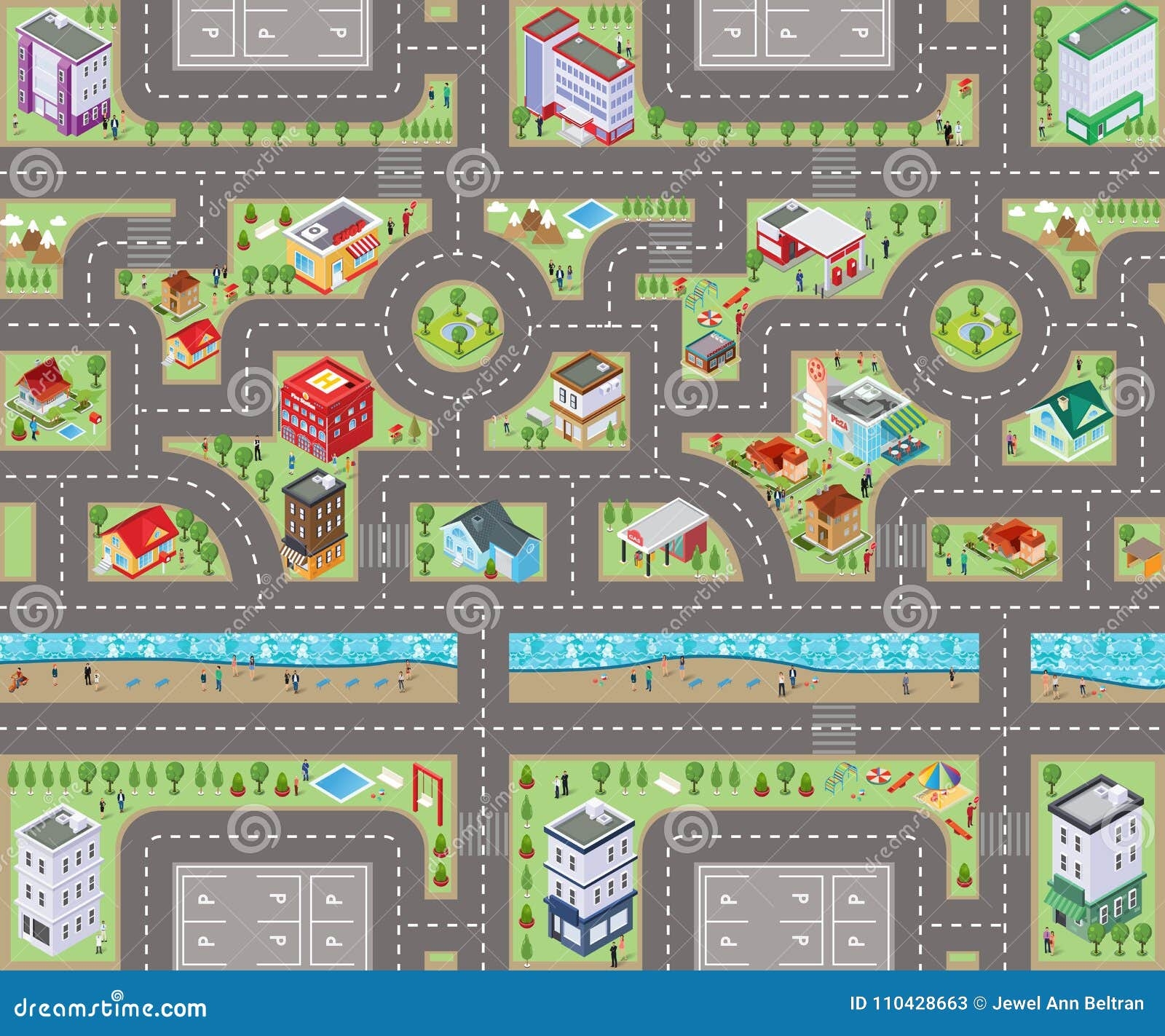 Road Map Top View 3D Stock Illustration Illustration Of Floor 