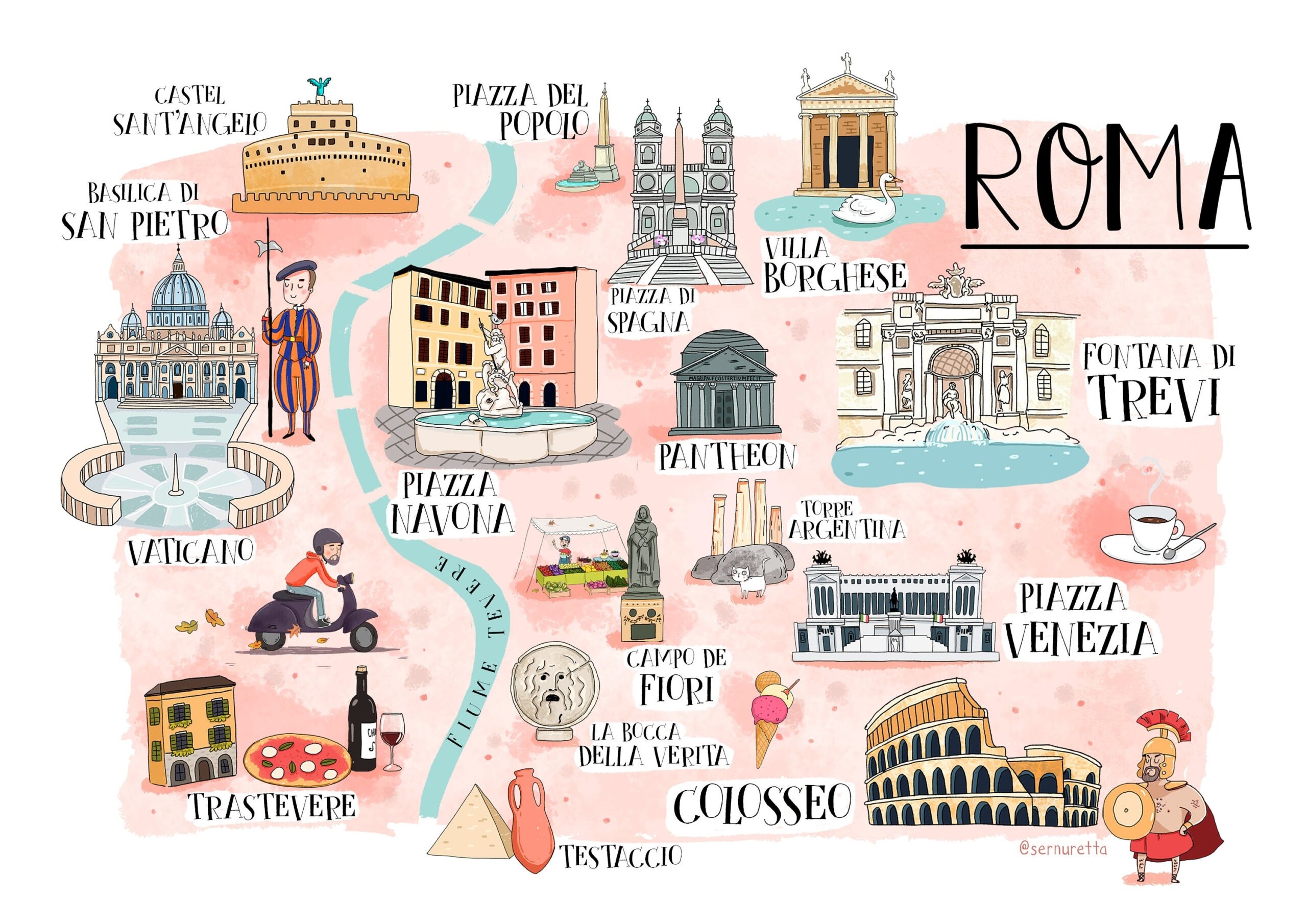 Rome Illustrated Map