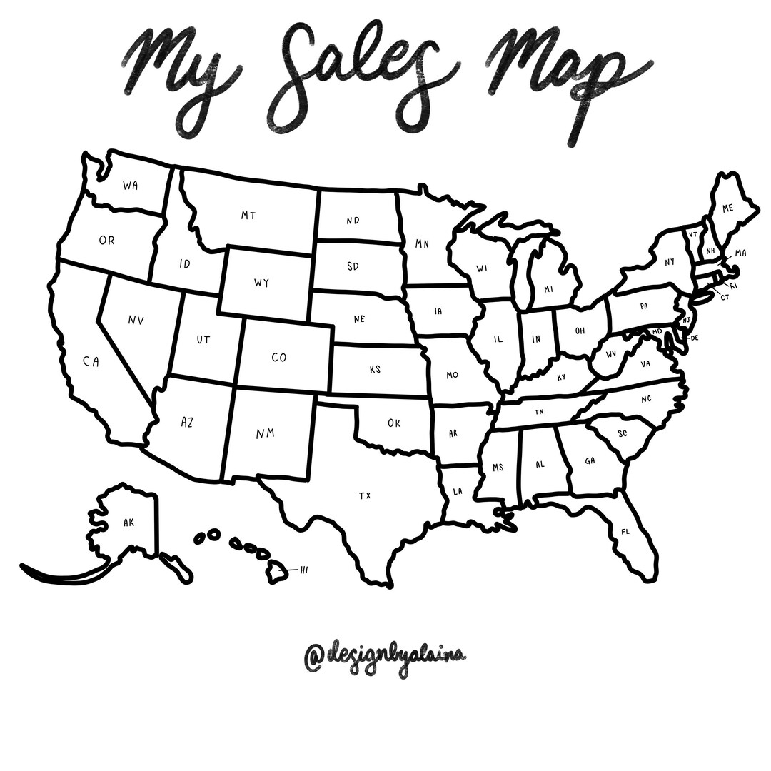 Sales Map Digital Download Printable Sheet Etsy