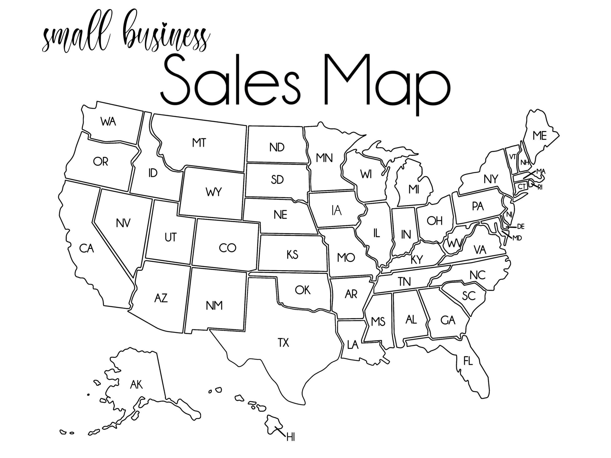 Sales Tracker USA Sales Map Small Business Sales Map Etsy Sales Map Instant Download Procreate Sales Map Printable Sales Tracker Etsy UK