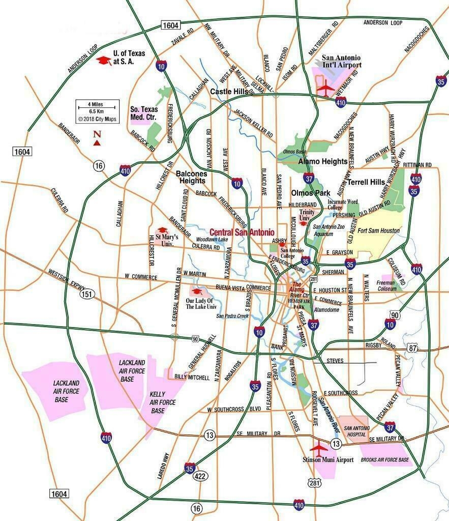 SAN ANTONIO TEXAS MAP GLOSSY POSTER PICTURE PHOTO BANNER PRINT Road City Tx 5868