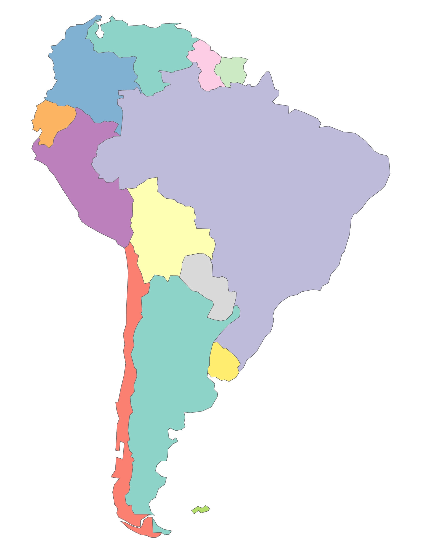 Printable Blank Maps Of South America