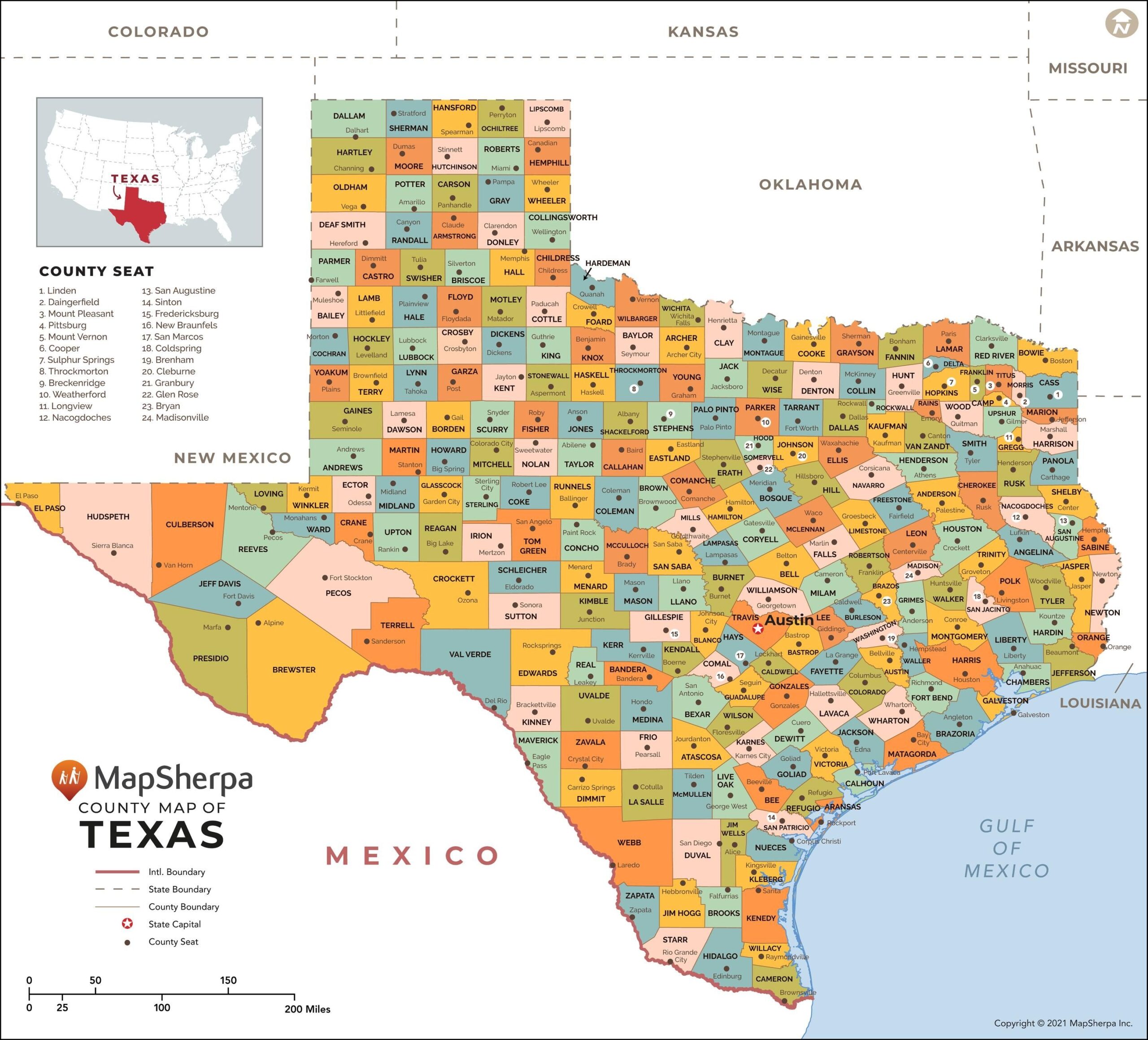 Texas Counties Map Extra Large Map Stanfords