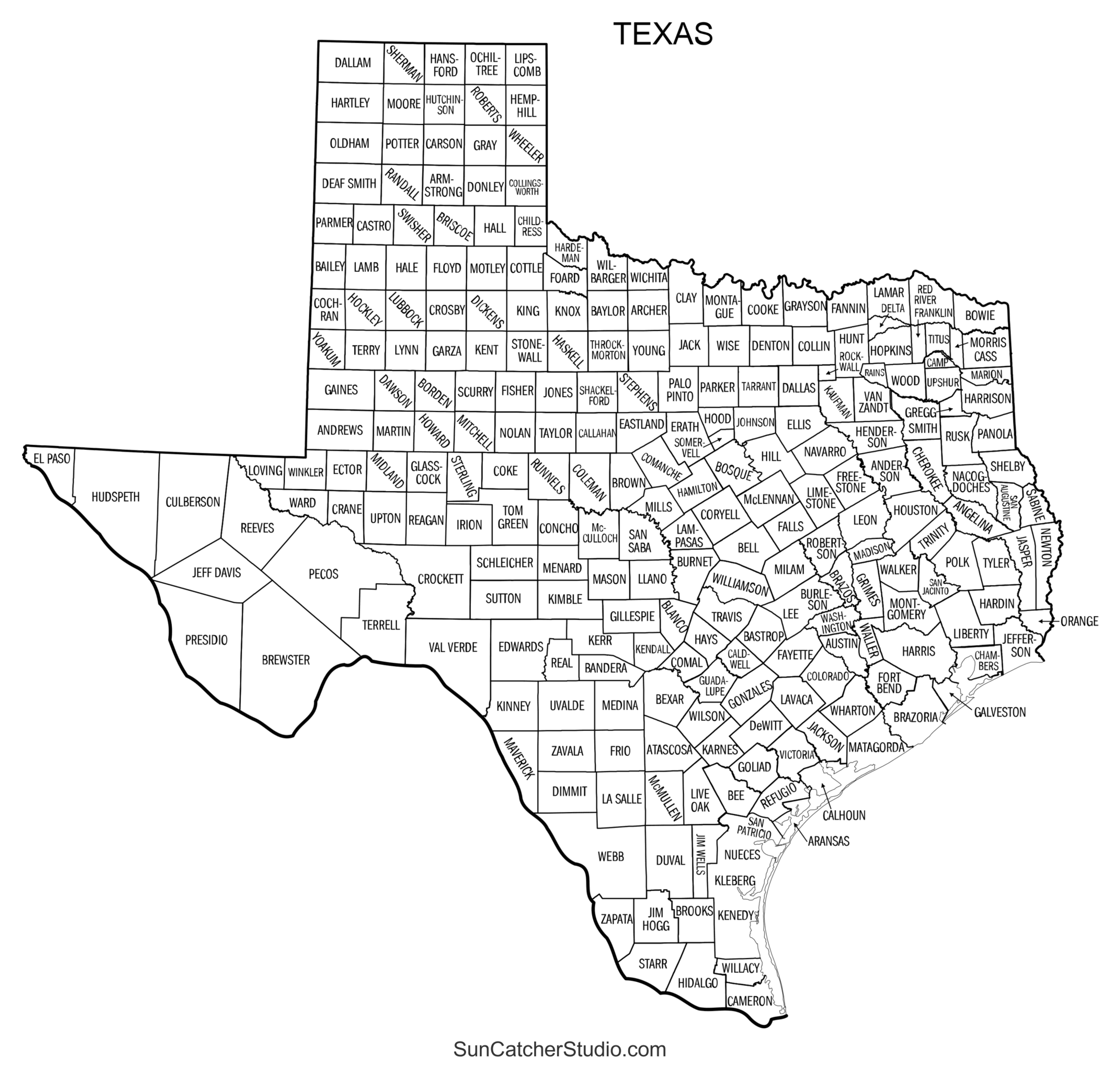 Texas County Map Printable State Map With County Lines Free Printables Monograms Design Tools Patterns U0026 DIY Projects