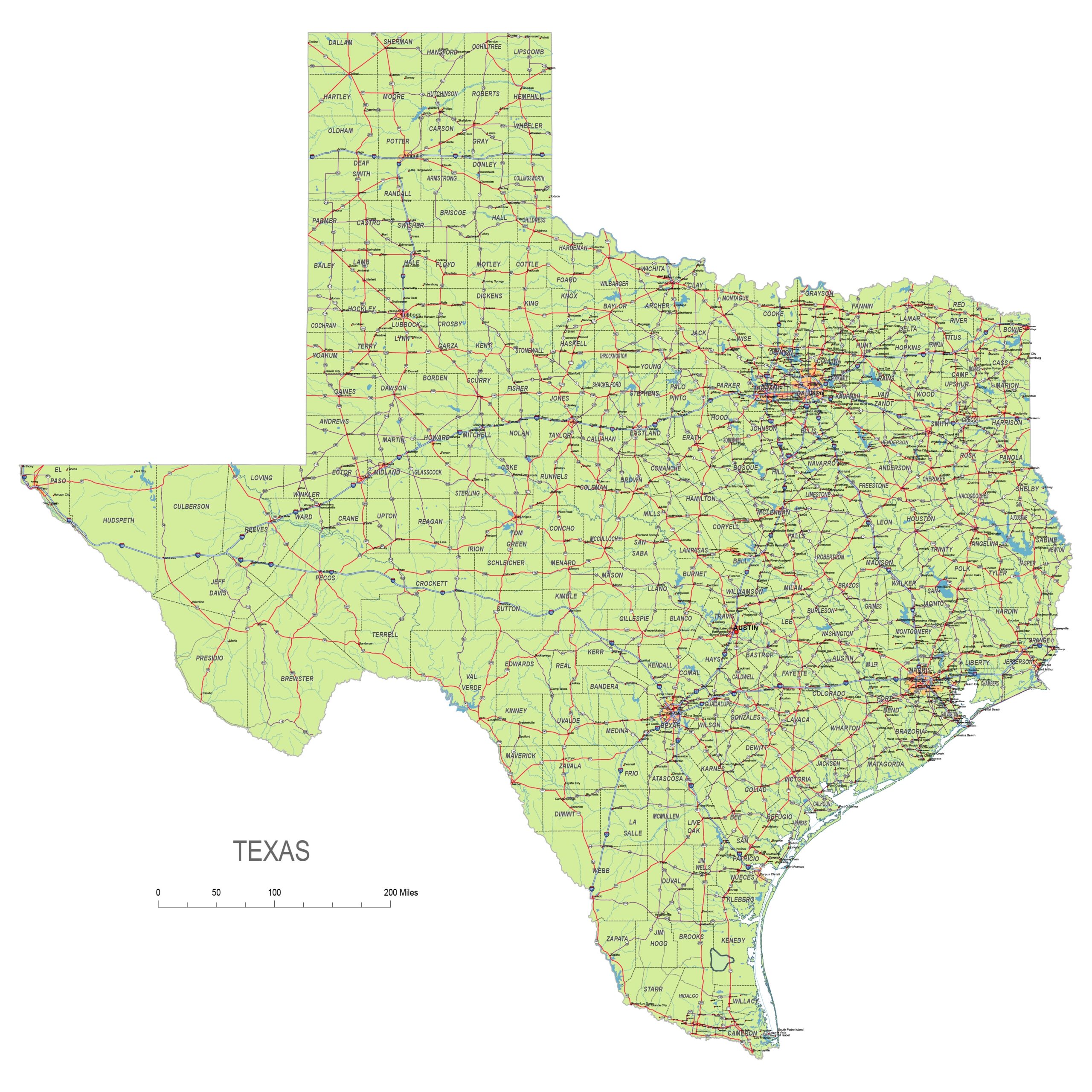 Printable Texas Map