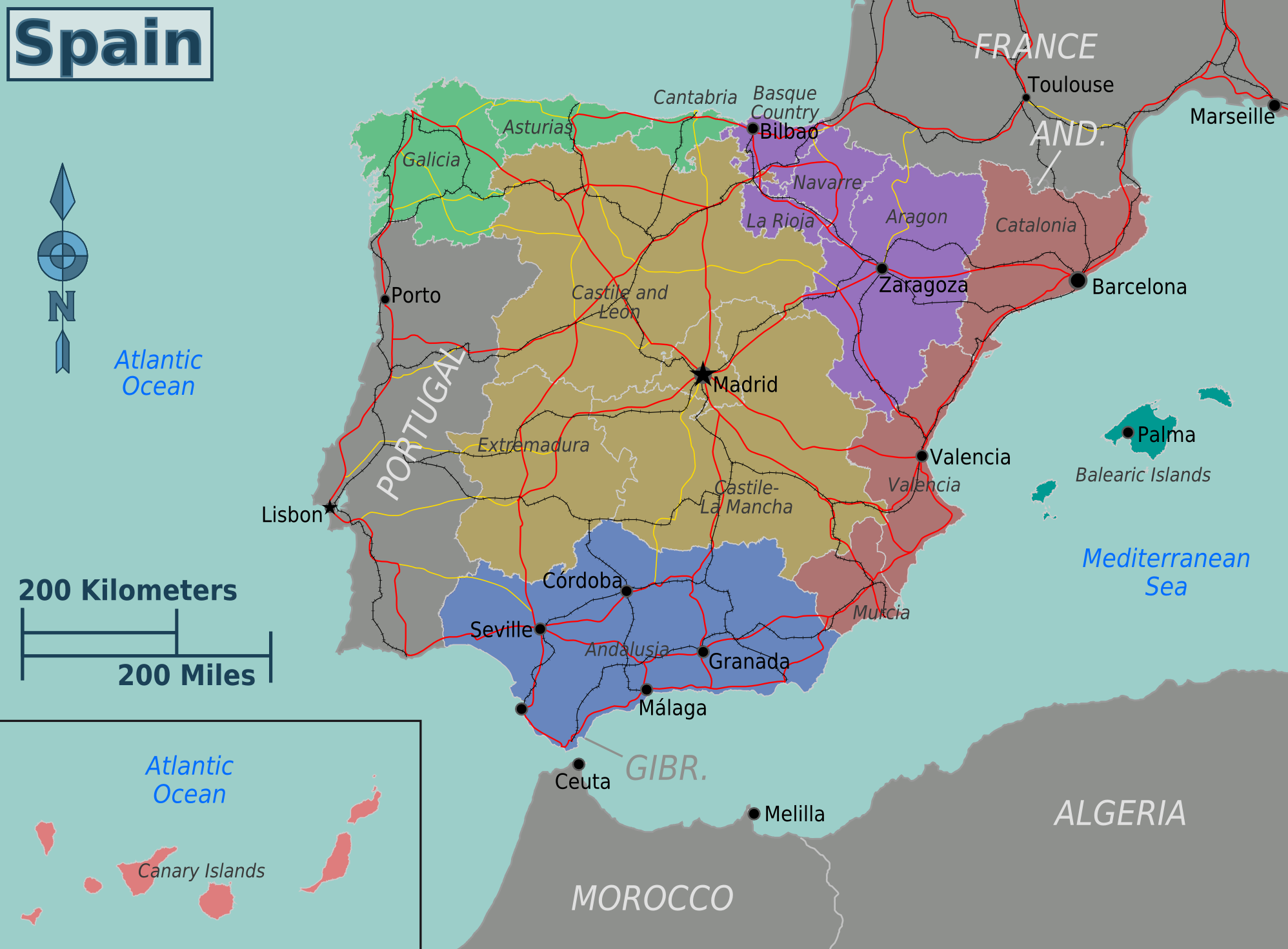 Printable Map Spain