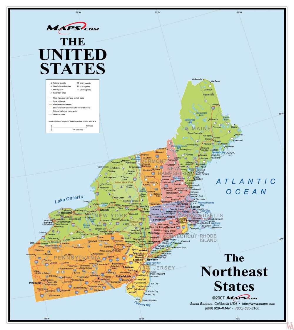 Printable Map Of Northeast States