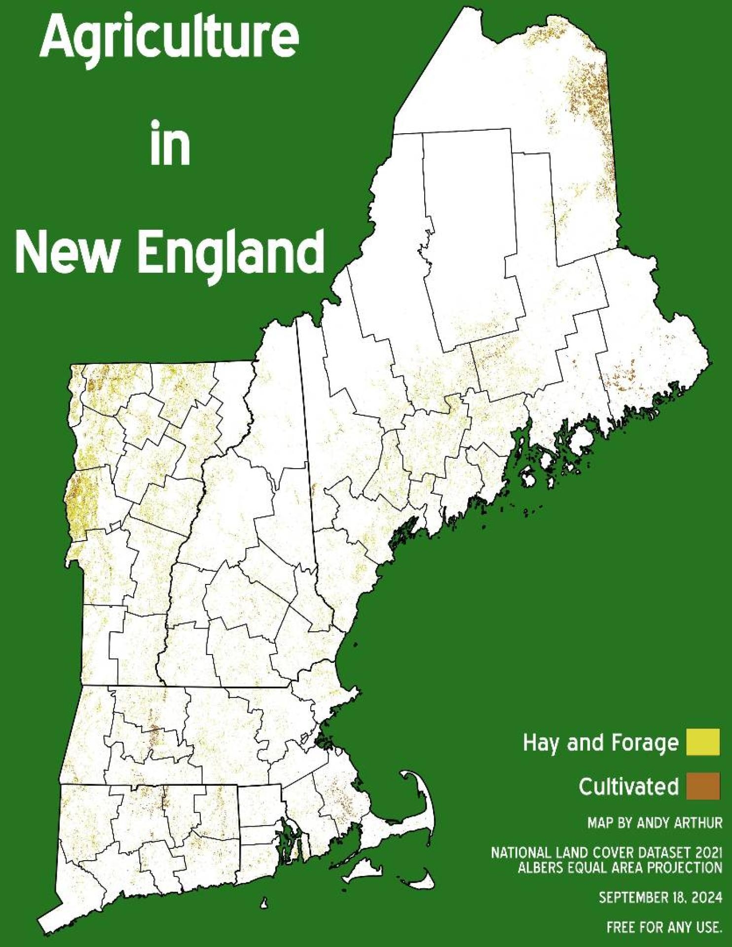 Thematic Map Agriculture In New England Andy Arthur