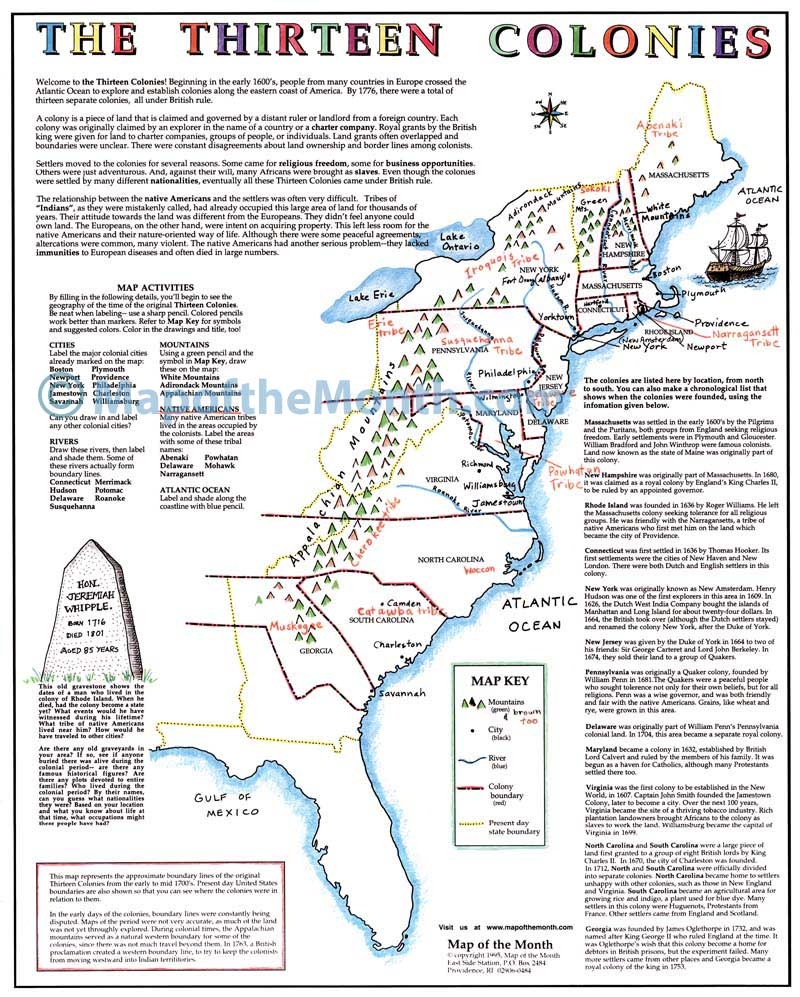 13 Colonies Printable Map