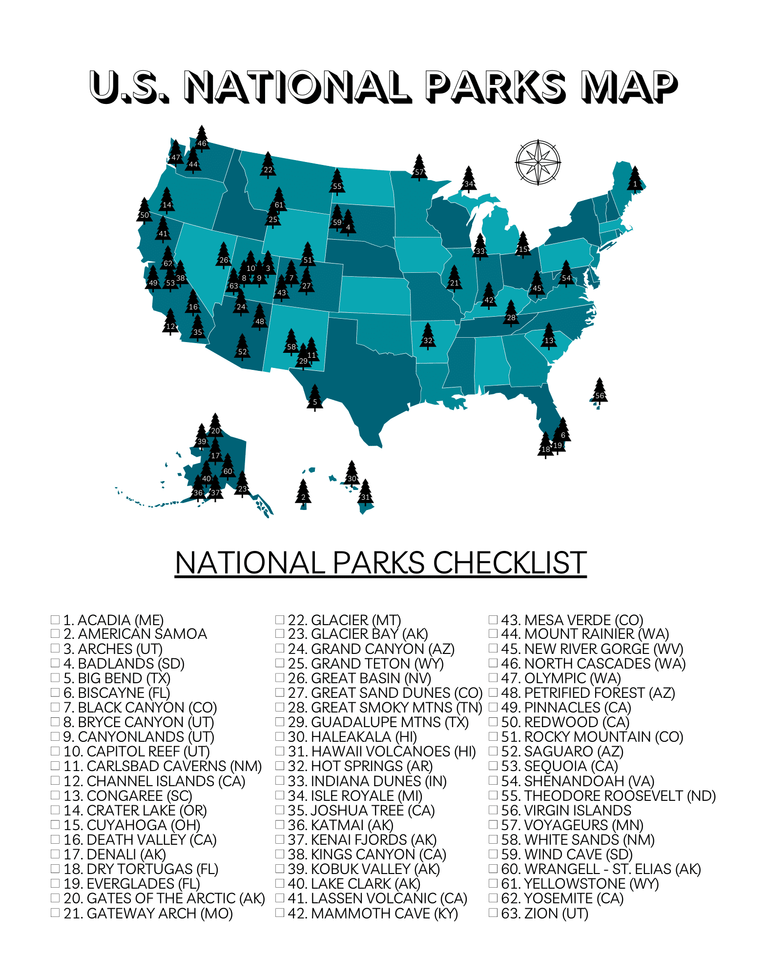 National Park Map Printable
