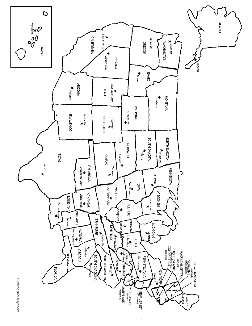 U S States U0026 Capitals Worksheets Test Sheets Maps U S Geography