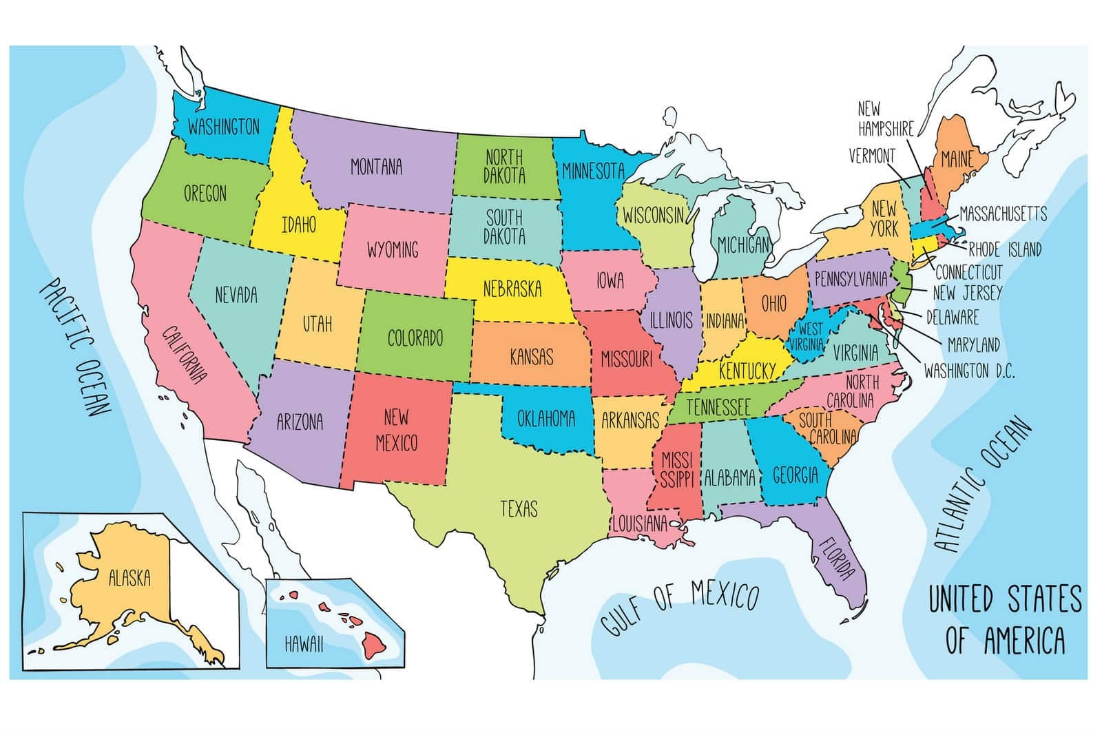 Map Of Us Printable