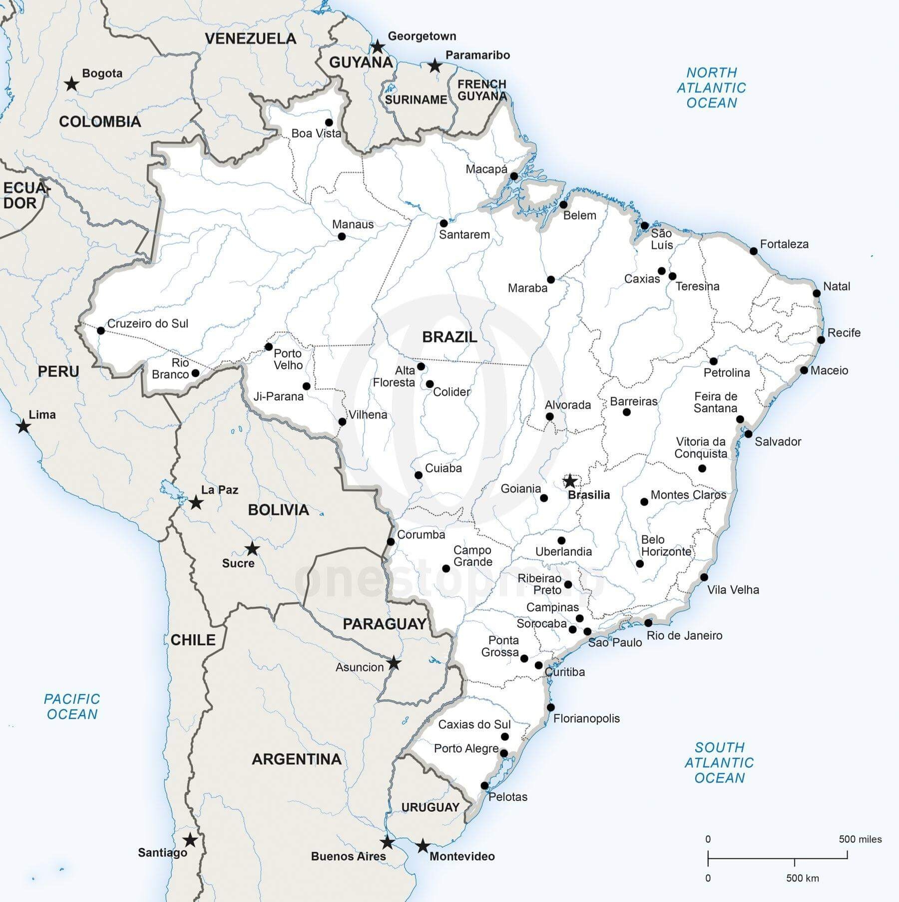 Vector Map Of Brazil Political One Stop Map Vector Map Of Brazil Political One Stop Map