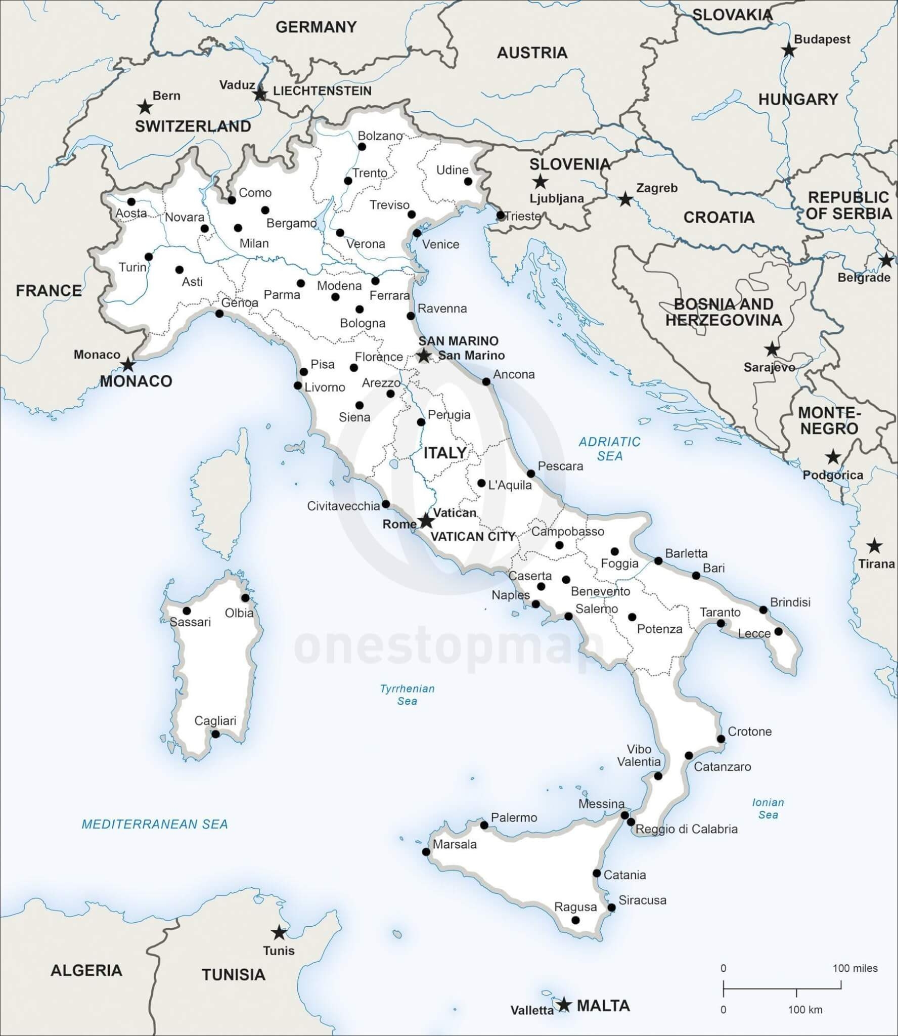 Vector Map Of Italy Political One Stop Map