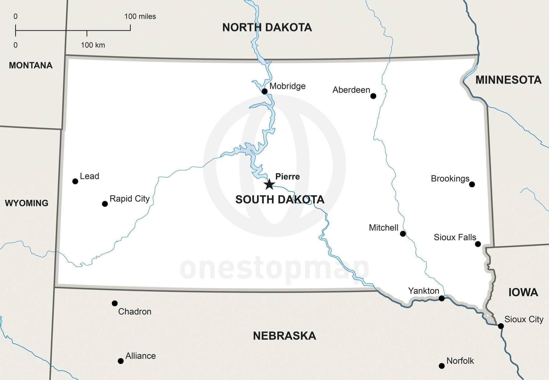 Printable South Dakota Map