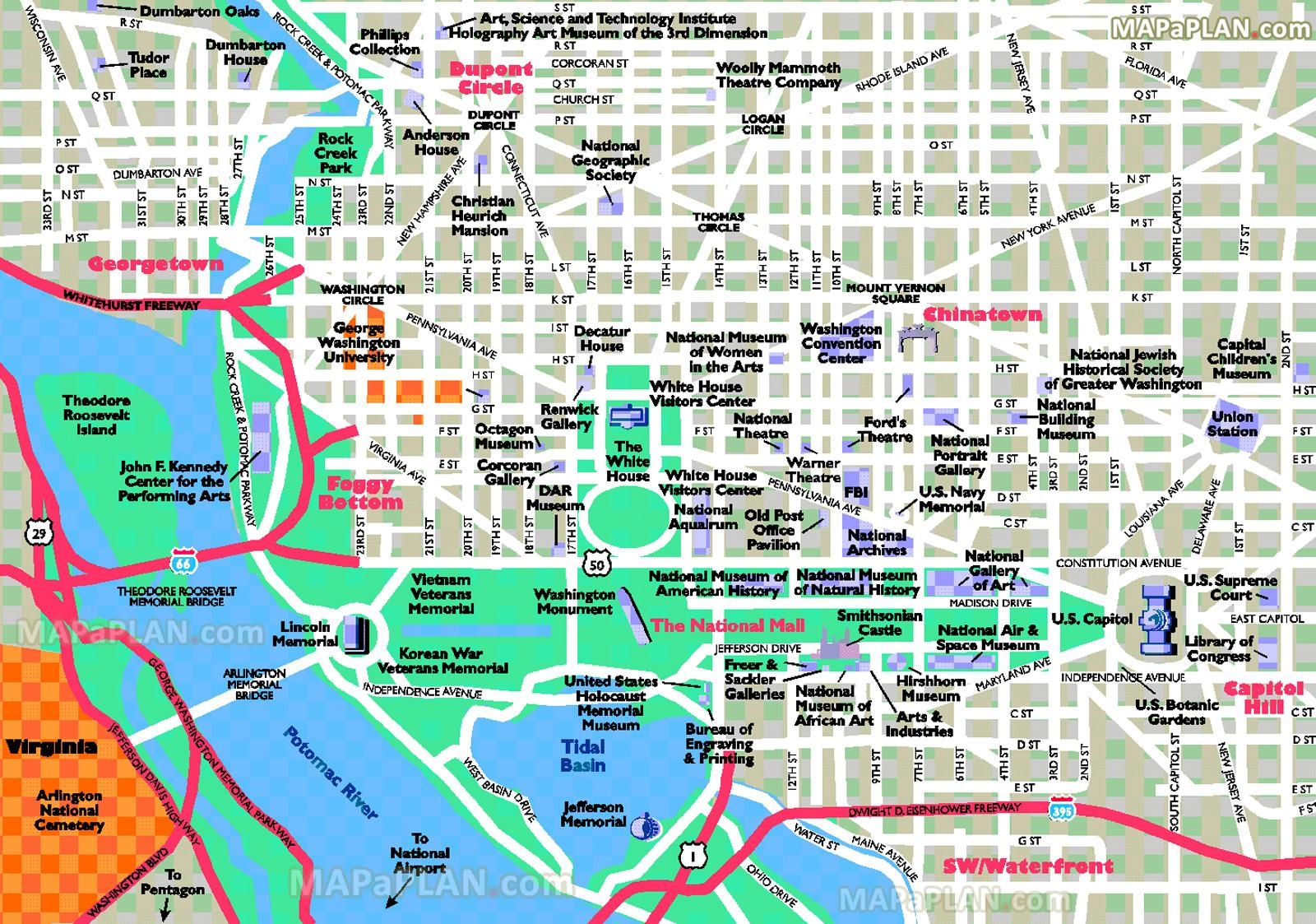 Washington Dc Attractions Map Washington Dc Tourist Attractions Map District Of Columbia USA Washington Dc Attractions Map Washington Dc Tourist Attractions Map District Of Columbia USA