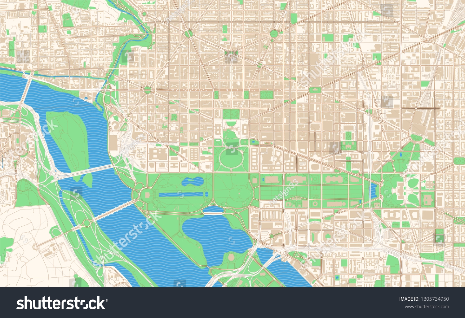 Washington Dc Printable Map Excerpt This Stock Vector Royalty Free 1305734950 Shutterstock