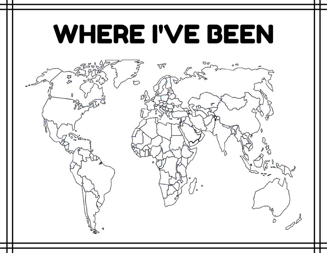 Where I ve Been A Blank Map Of The World outline Colorable Maps Printable Digital Print Coloring Sheets plus Where We ve Been Etsy Where I ve Been A Blank Map Of The World outline Colorable Maps Printable Digital Print Coloring Sheets plus Where We ve Been Etsy