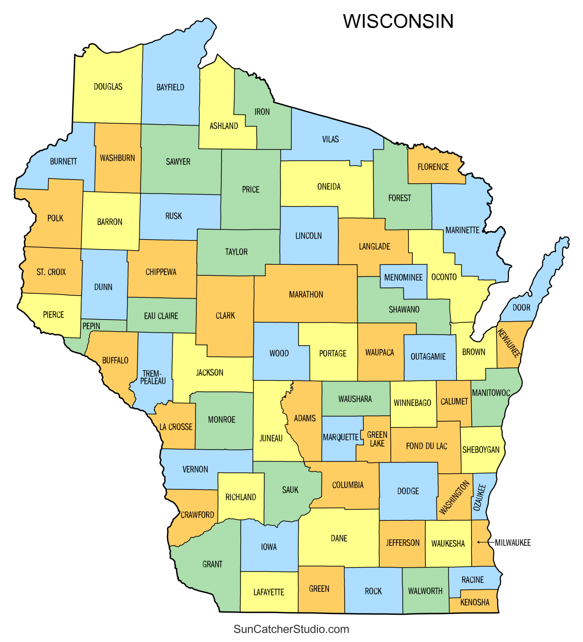 Wisconsin County Map Printable State Map With County Lines 