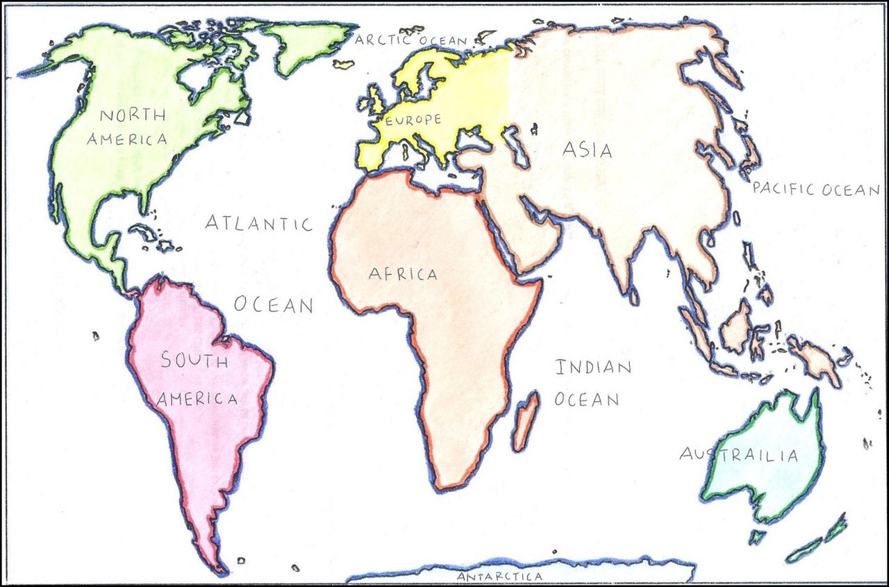 Blank Map Continents And Oceans Printable